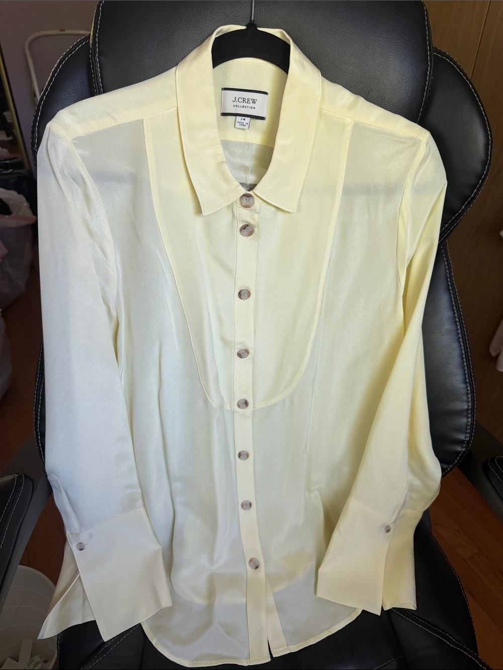 J. Crew 100% Silk Collection Yellow Silk Button-Up Blouse